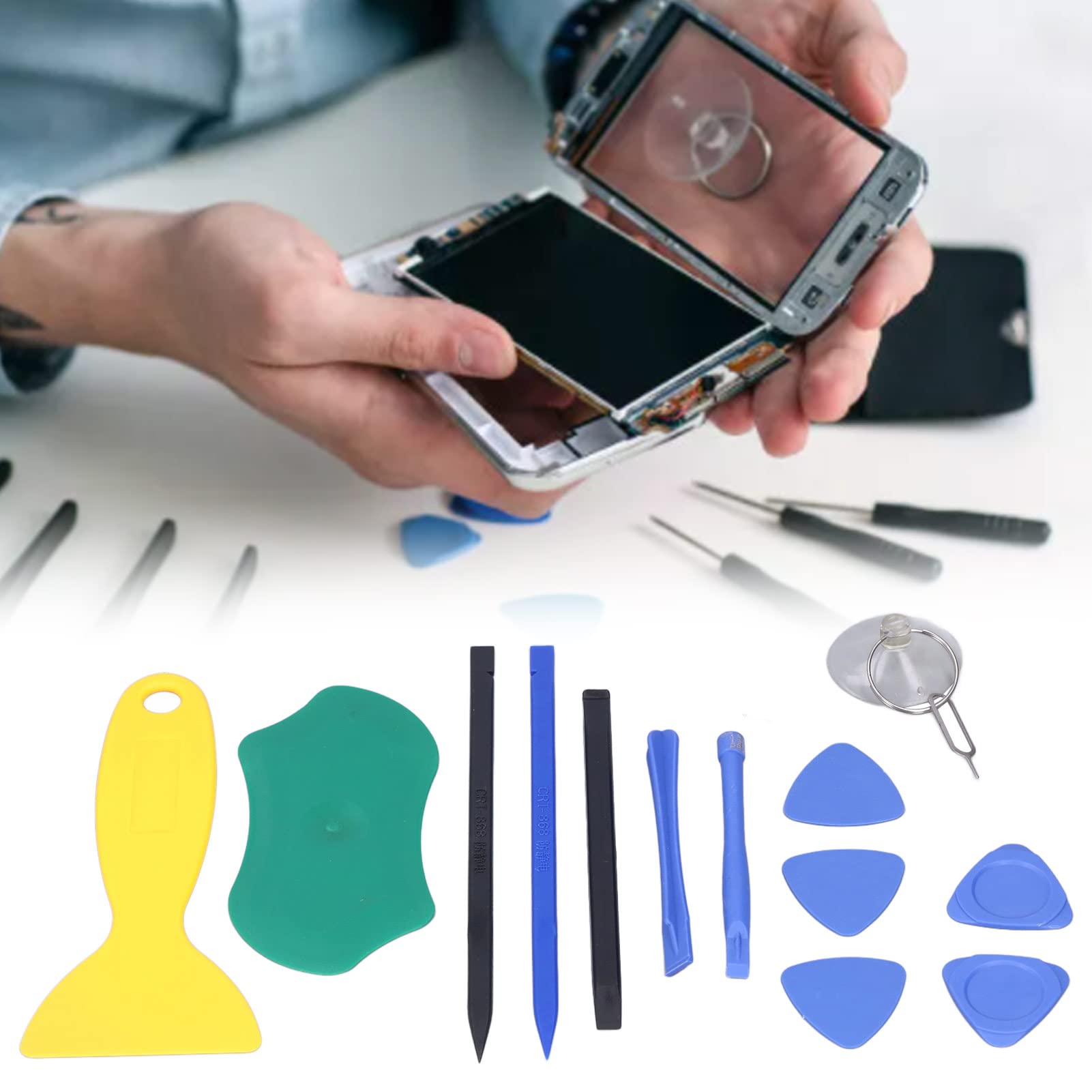 Professional Electronics Repair Tool Kit - PVC Plastic Pry Tools, Spudgers, Triangular Sheets & Suction Cups for iPhone, Laptop, Smartphone Repair | DIY Gadget Fixing Accessories for Technicians & Hobbyists