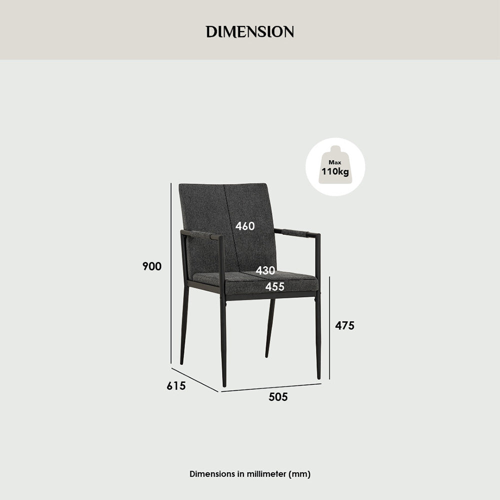 FERMA Modern Dining Chair - Grey Upholstered Seat, Sturdy Metal Frame - Perfect for Kitchen, Dining Room, and Office Use