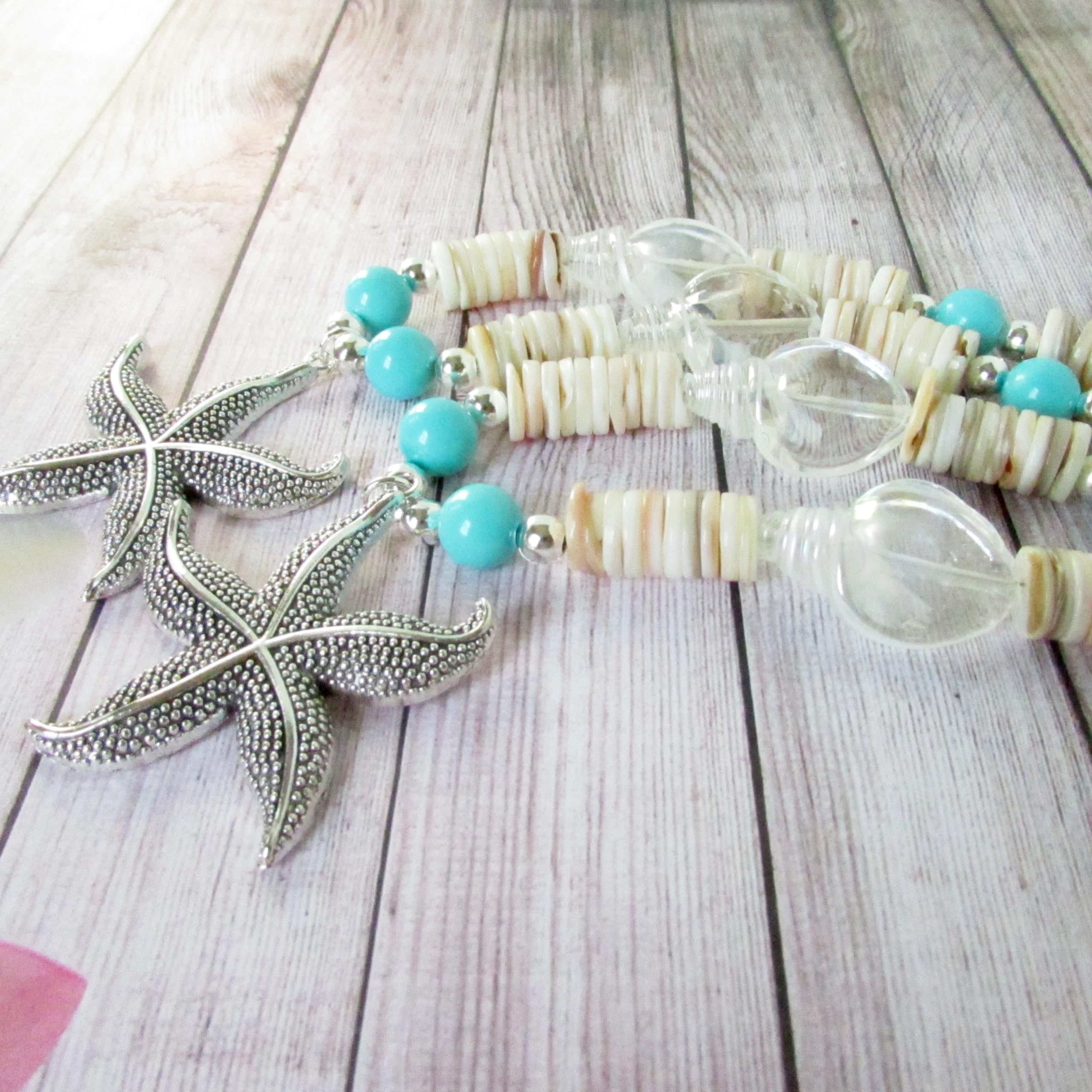 Starfish & Seashell Curtain Tiebacks - Coastal Beach Style Window Curtain Holdbacks for Living Room, Bedroom, Bathroom - Perfect for Nautical Home Decor and Beach House Accessories