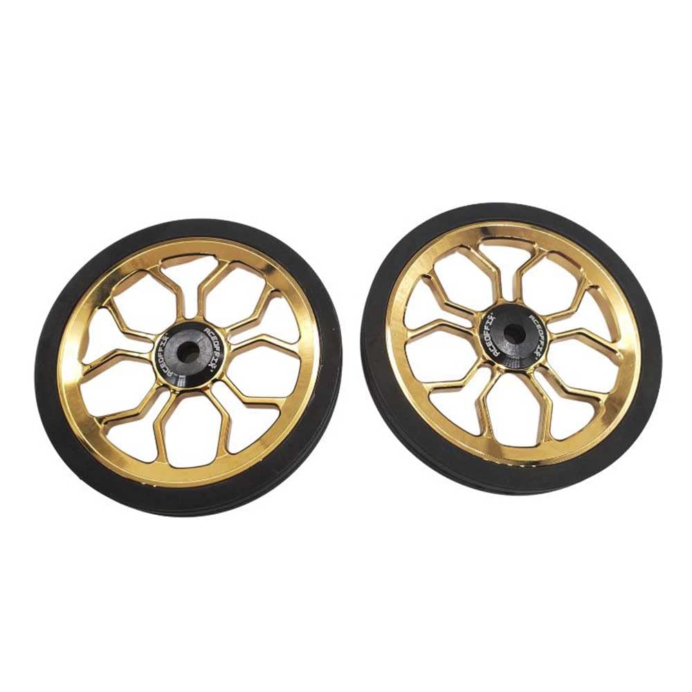 Brompton Folding Bike Large Easy Wheels 80mm Gold - Smooth Rolling Upgrade for Commuting & Travel Accessories