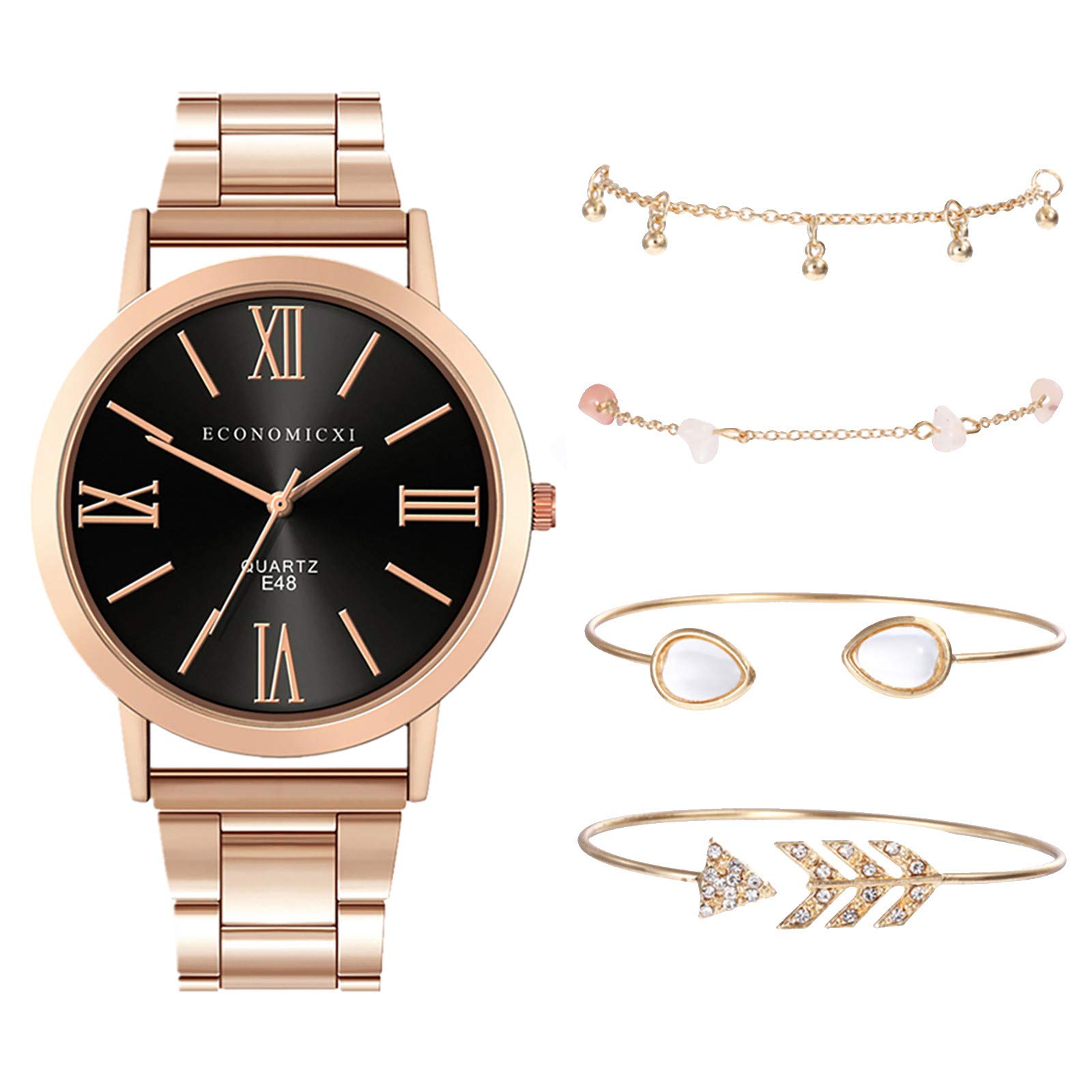 Luxury Quartz Gemstone Bracelet Watch for Women & Men - Elegant Number Display - Perfect for Casual Wear, Office & Special Occasions