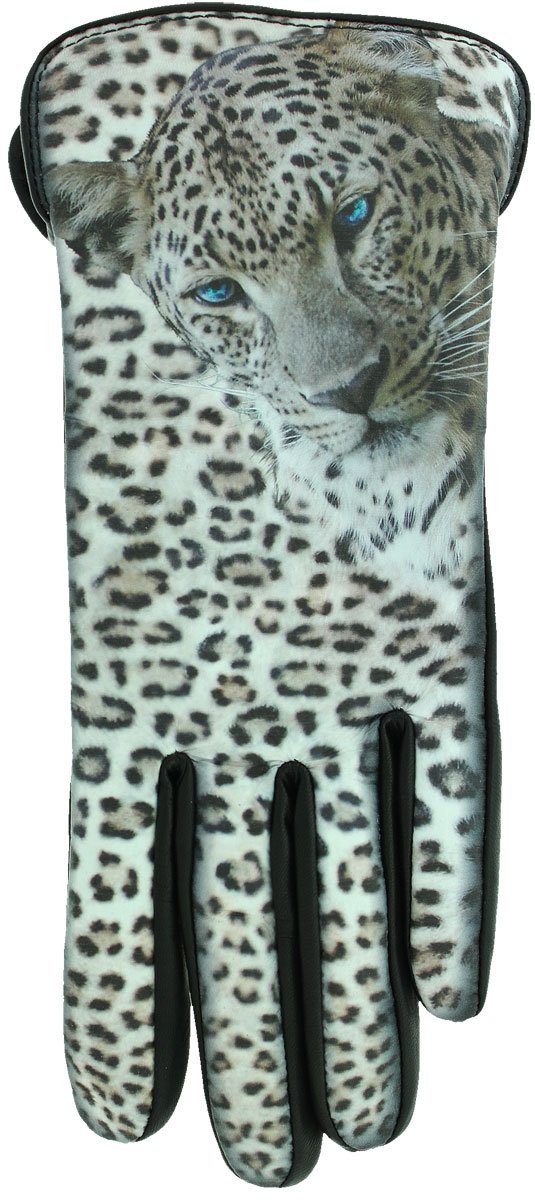 ICON Leather Women's Lined Winter Gloves - SNOW LEOPARD Print, Soft Warm Touch, Small Size for Cold Weather, Outdoor Activities & Fashion Accessory