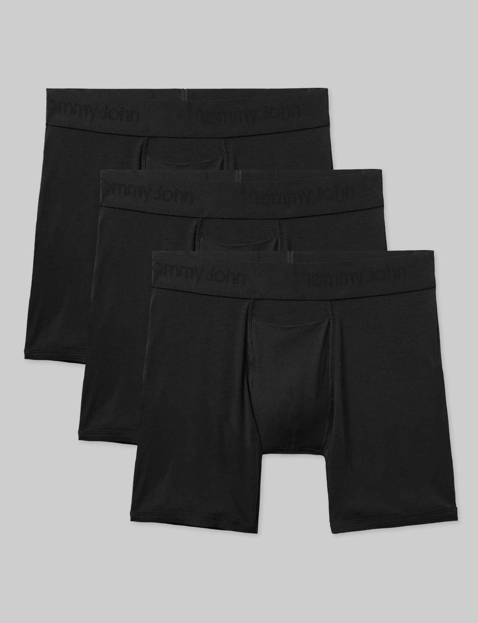 Second Skin Mid-Length Boxer Briefs for Men - 6 Pack (3 Pairs) - Ultra Soft Breathable Underwear for Everyday Comfort & Active Lifestyle