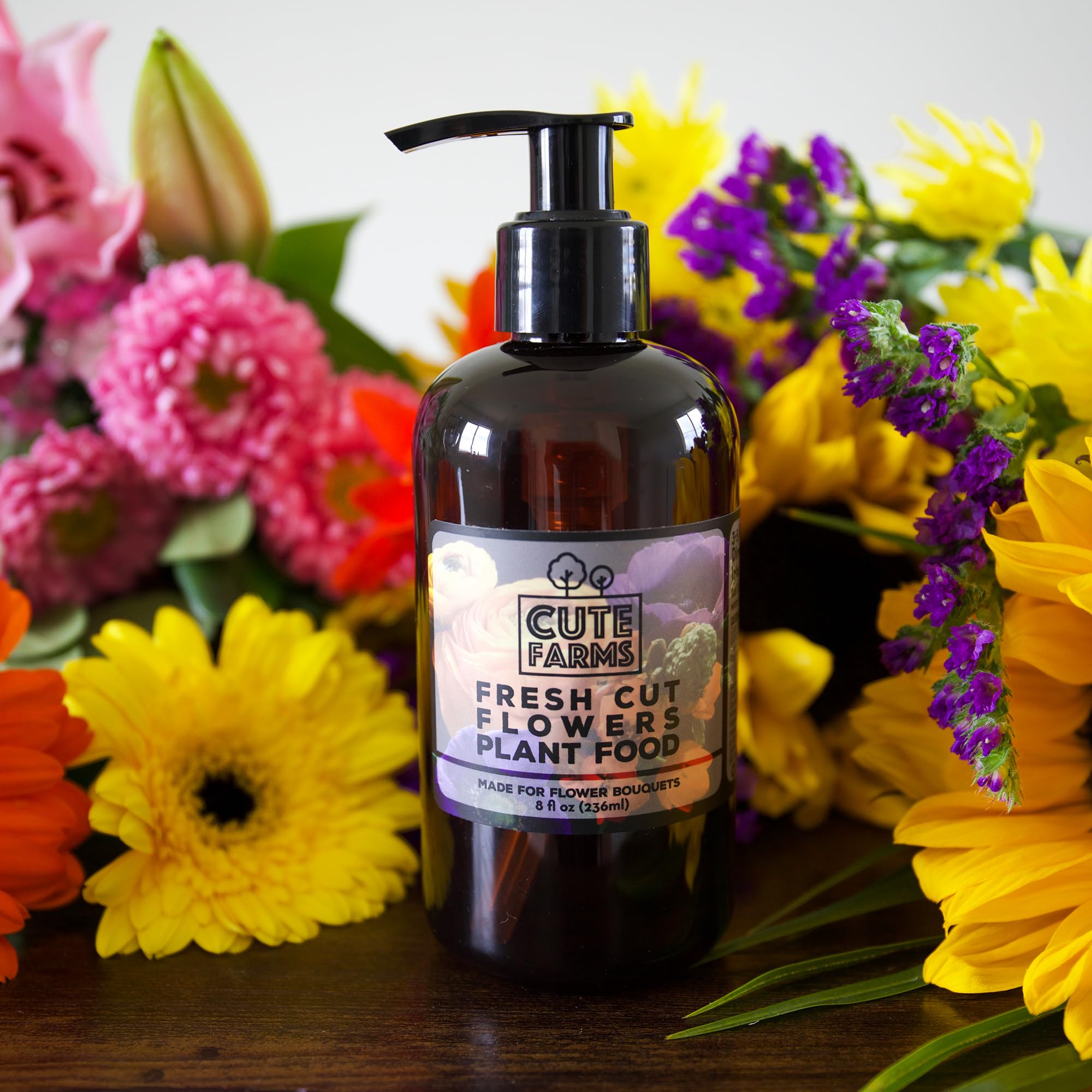 Fresh Cut Flower Food for Longer Lasting Blooms | Gentle Plant Food Concentrate (8 oz Bottle) | Extend Vase Life for Roses, Tulips & Fresh Flowers | Perfect for Bouquets, Weddings & Home Decor