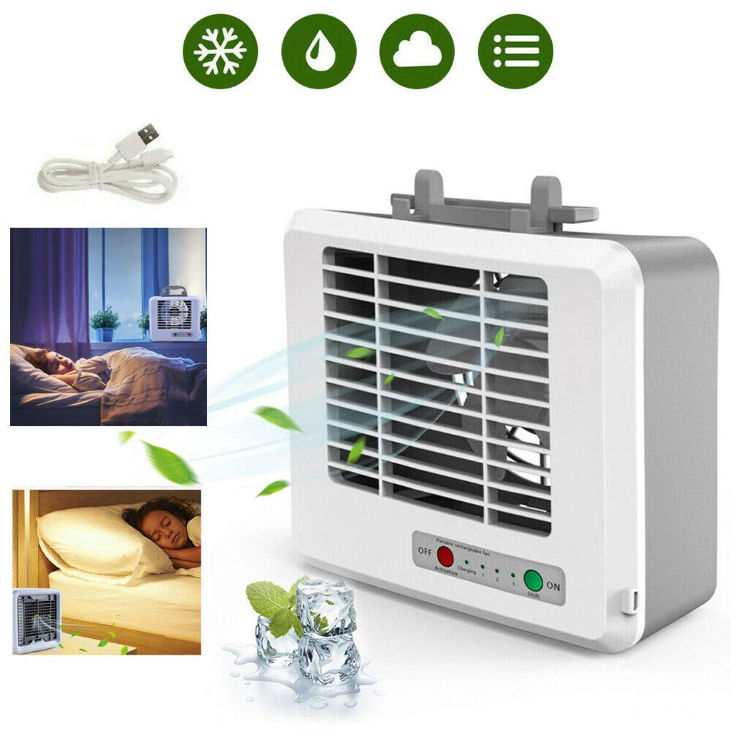 Alalaso Mini Portable Air Conditioner Fan - Personal Air Cooler with 3 Speed Settings, Noiseless Evaporative Cooling & Humidifier for Home, Office, Bedroom | Perfect for Summer, Indoor Use & Small Spaces