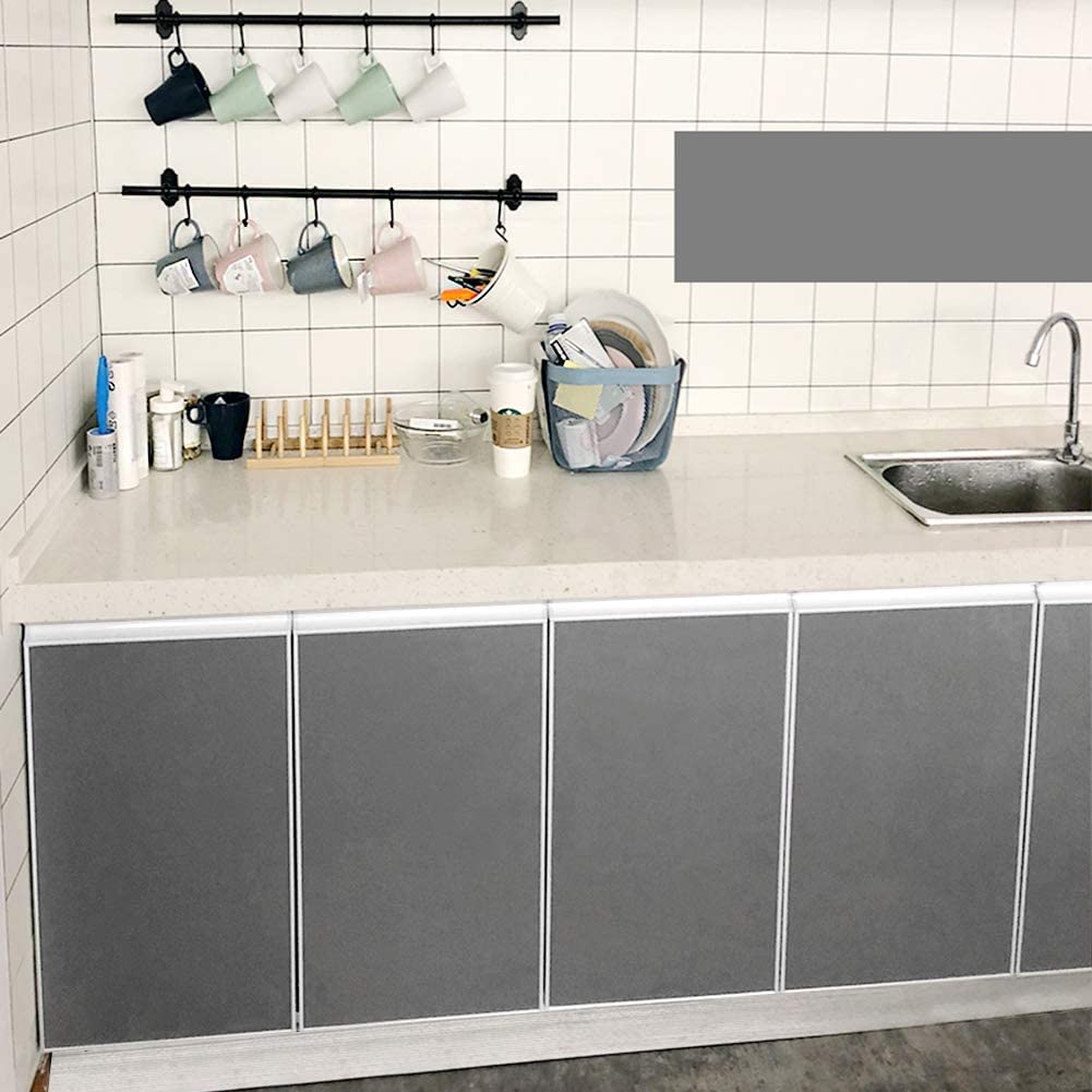 Livelynine 40cm x 5m Removable Gray Peel and Stick Wallpaper - Matte Vinyl Self-Adhesive for Bedroom Decor, Kitchen Cabinet Liner, Countertops & Shelf Covering | Easy to Apply & Remove, Waterproof Home Improvement Solution