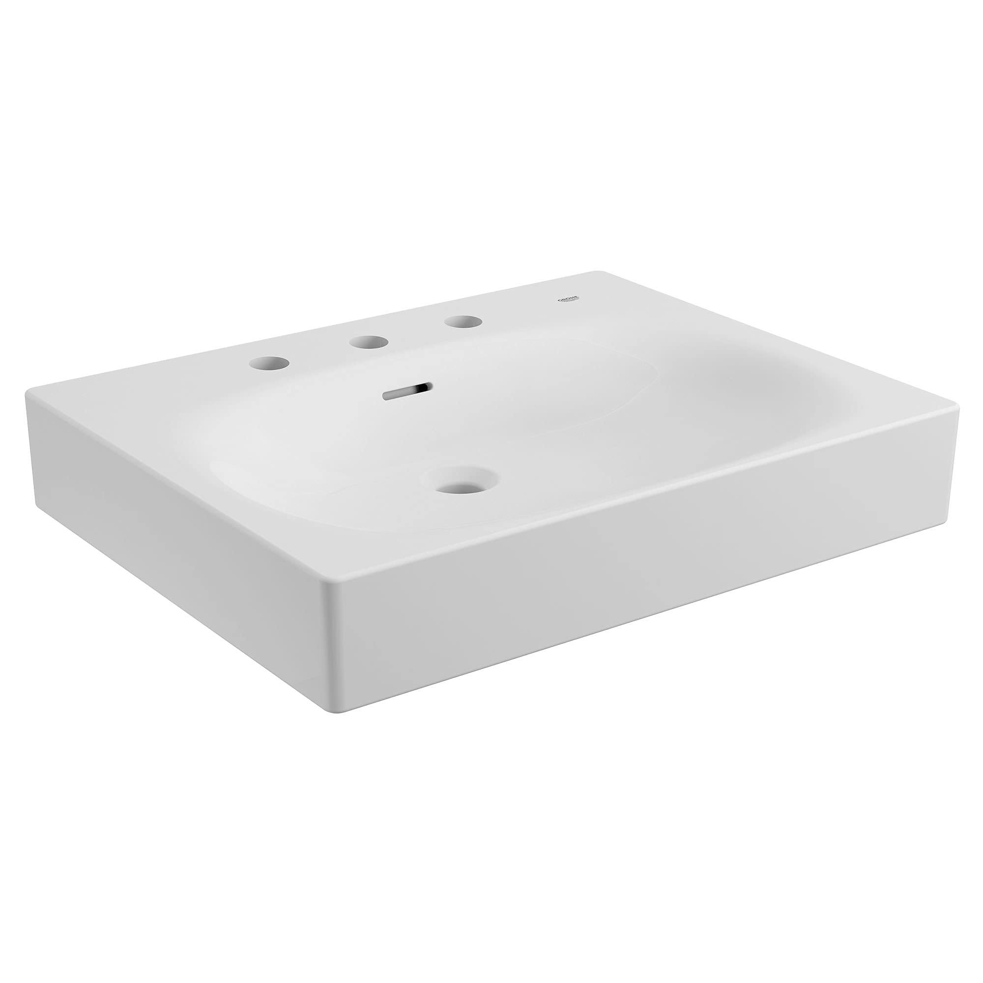 GROHE 39655000 Eurocube Bathroom Sink - Modern Square Ceramic Vessel Sink in Alpine White for Bathroom Vanity & Powder Room Upgrade