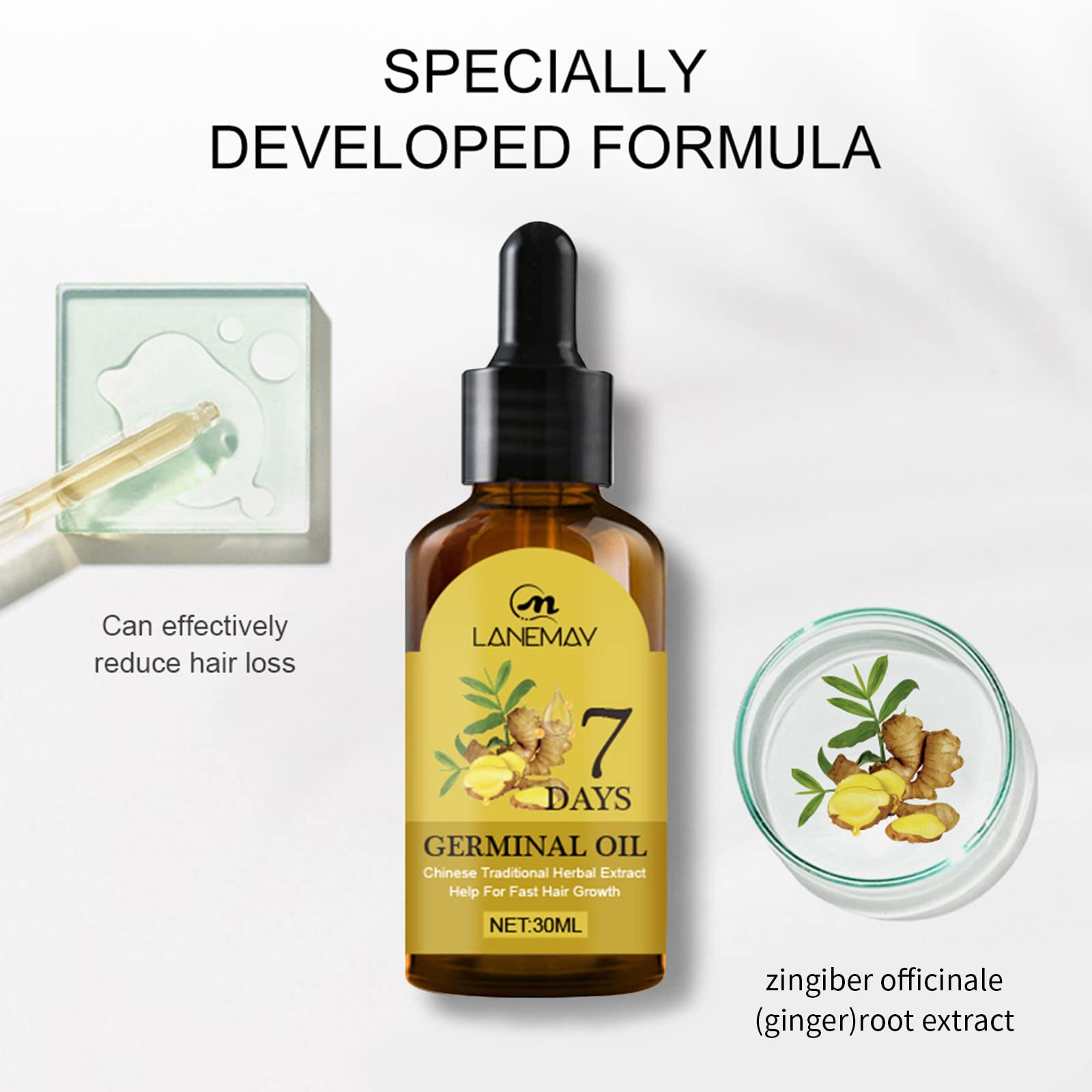 **Ginger Hair Growth Oil for Women & Men - Natural Hair Treatment Serum to Stop Hair Loss, Promote Thicker & Healthier Hair - Ideal for Daily Scalp Care & Thinning Hair Treatment (Yellow)**    **Usage Scenarios:** Perfect for daily hair care routines, promoting thicker hair growth, reducing hair loss, and improving scalp health for both men and women.