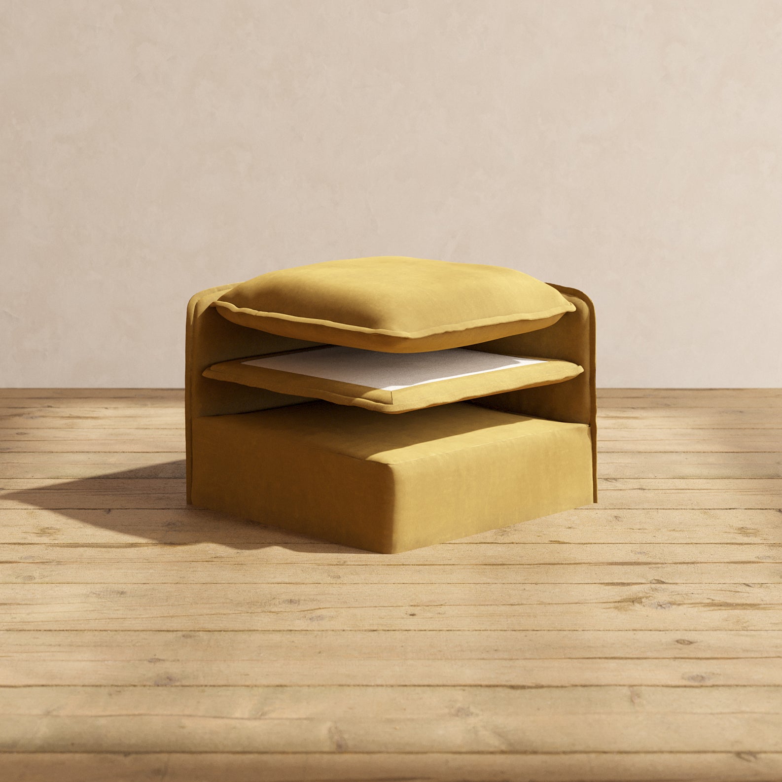 Luxury Velvet Armless Chair Cushion Set - Soft Toffee Color for Living Room, Office & Reading Nook - Comfortable Seat Pad with Non-Slip Backing