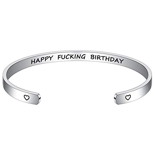 Engraved Funny Quote Stainless Steel Cuff Bangle Bracelet - Unique Birthday Gifts for Women (16th, 21st, 30th, 40th, 50th, 60th, 70th, 80th) | Retirement Gift Idea | Perfect for Parties, Anniversaries & Special Occasions
