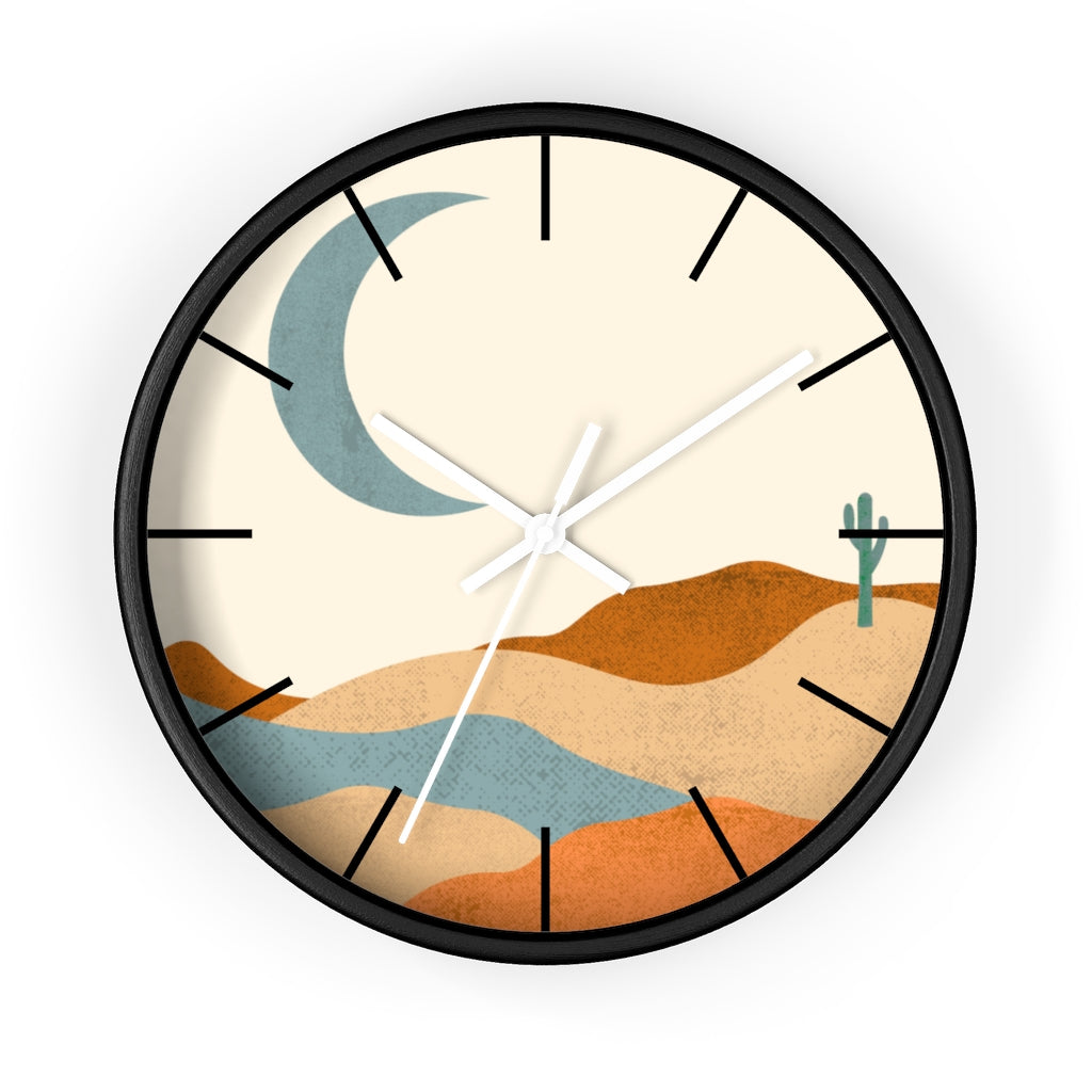 Rustic Wooden Wall Clock with Desert Organic Theme - Midwest Style Home Decor, Plexiglass & Wood Design - Perfect for Living Room, Bedroom or Office Gift
