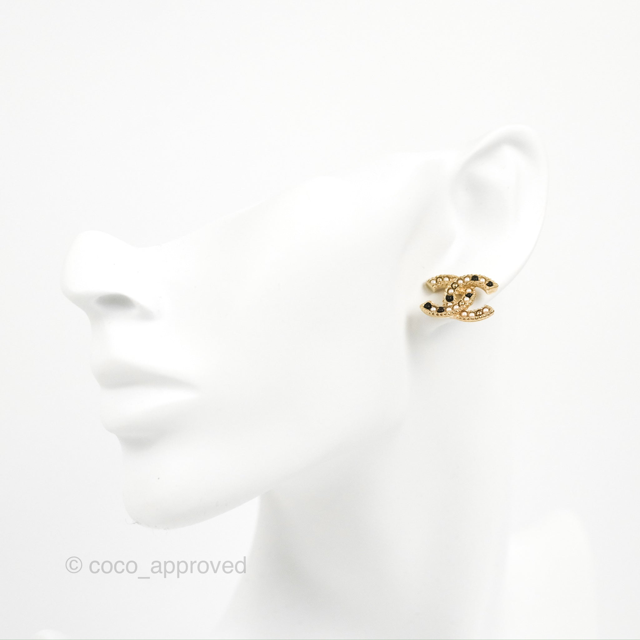 Chanel CC Pearl Earrings in Gold Tone - Luxury Fashion Jewelry for Women | Perfect for Parties, Weddings & Special Occasions
