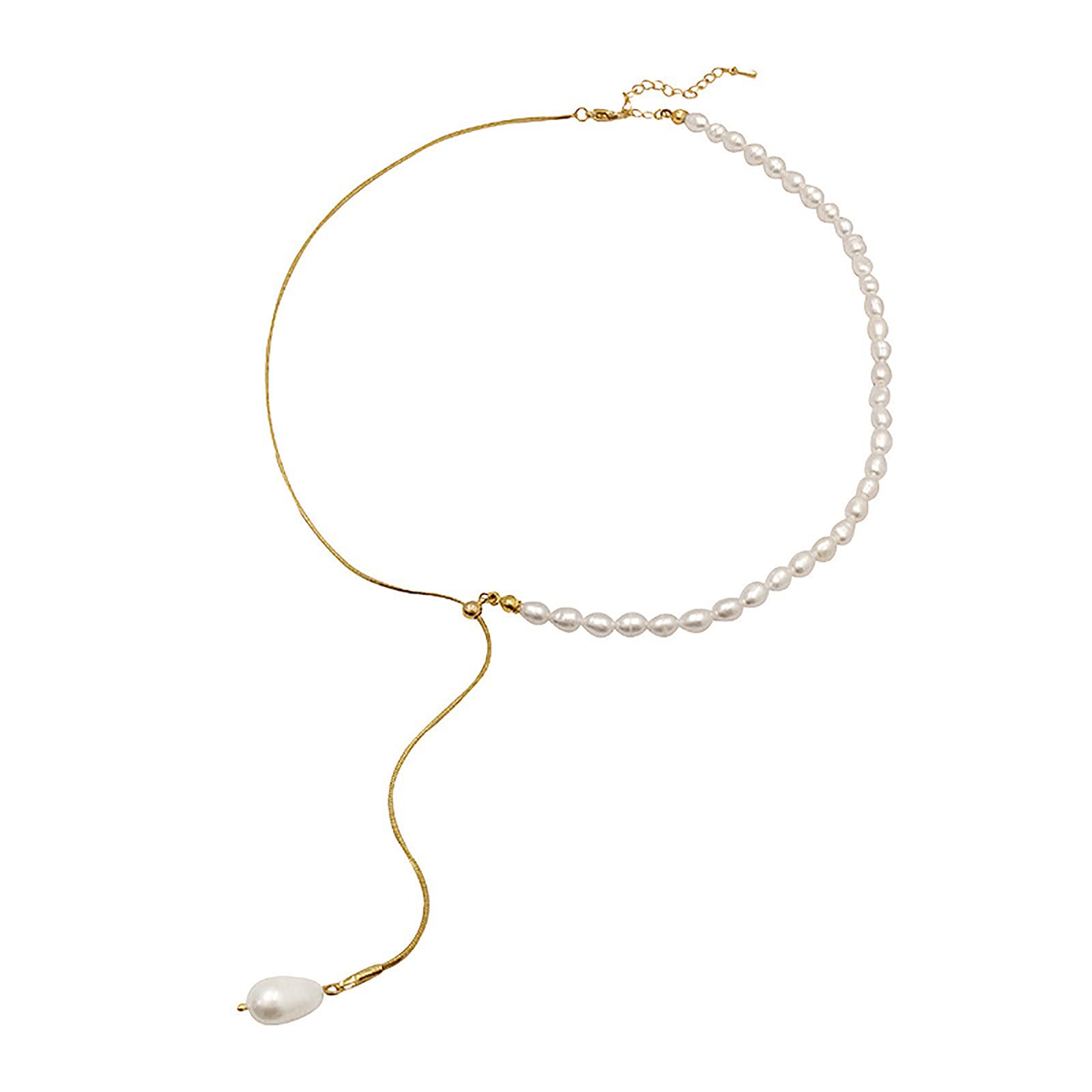 Elegant White Pearl Fashion Necklace - Adjustable Drop Pearl Choker, Imitation Big Pearl Pendant Jewelry for Women | Perfect for Weddings, Parties & Everyday Wear