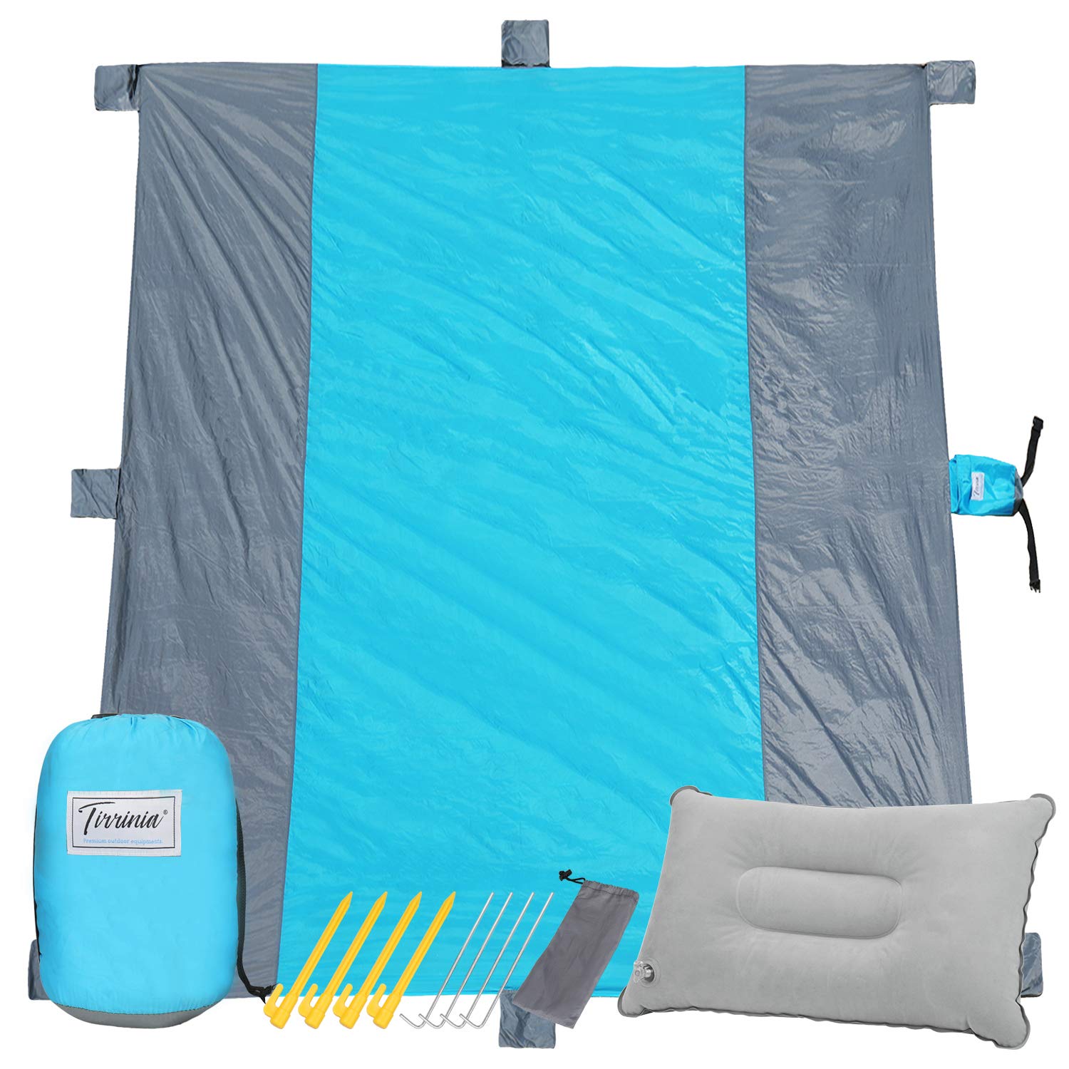 Tirrinia Waterproof Picnic Blanket - Sandproof Beach Blanket for Travel, Portable Outdoor Camping Blanket | Perfect for Beach, Park, Picnic, Hiking and Backyard Gatherings