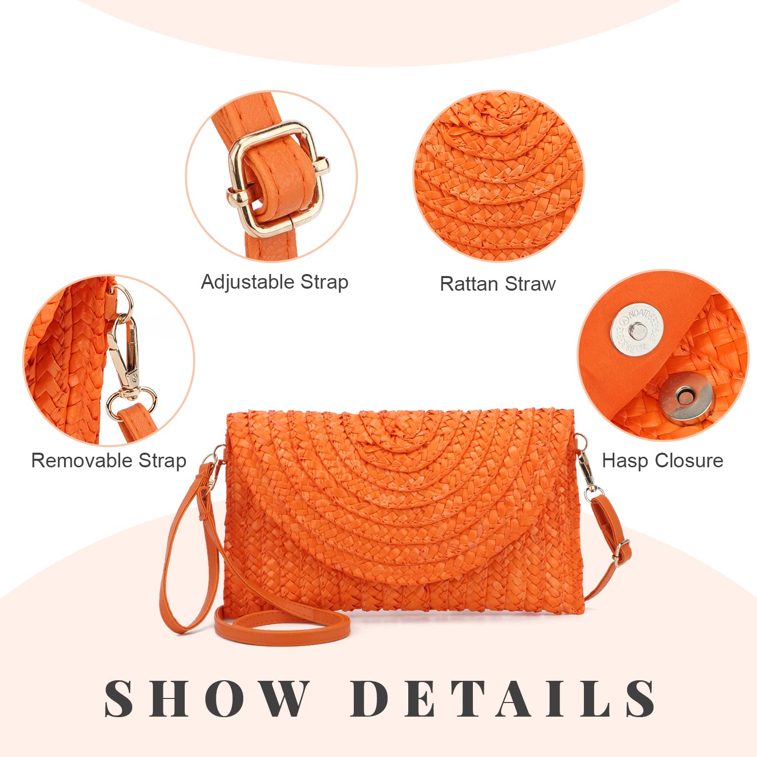 Women's Woven Straw Clutch Purse - Summer Beach Shoulder Bag for Vacation, Pool Party & Outdoor Events | Stylish Eco-Friendly Handbag for Women