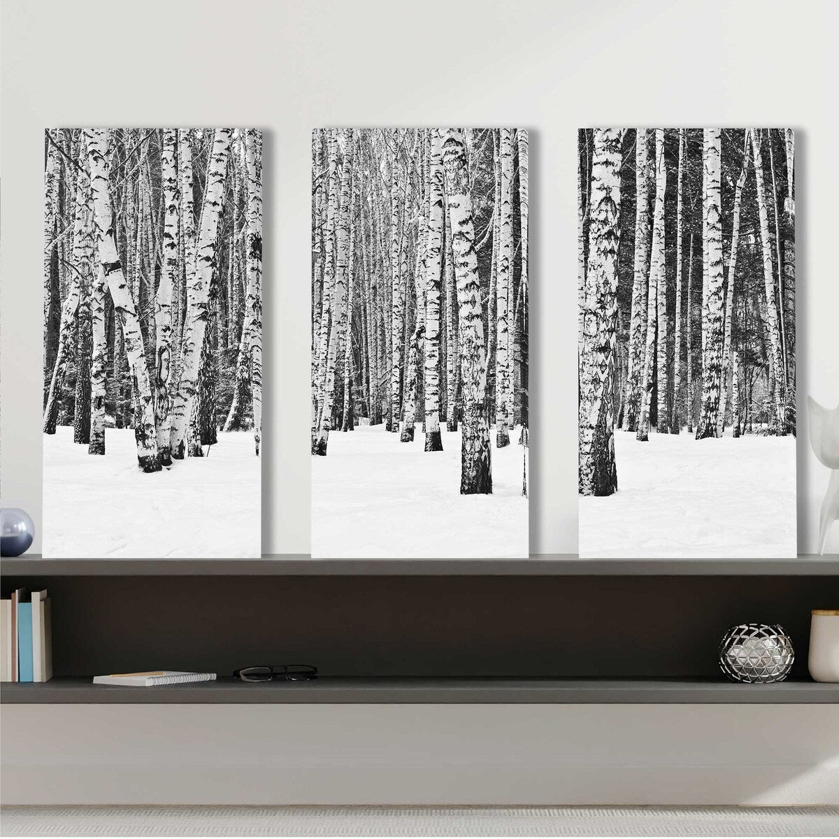 Birch Trees in Winter 3-Piece Canvas Wall Art Set - Perfect for Living Room, Bedroom & Office Decor