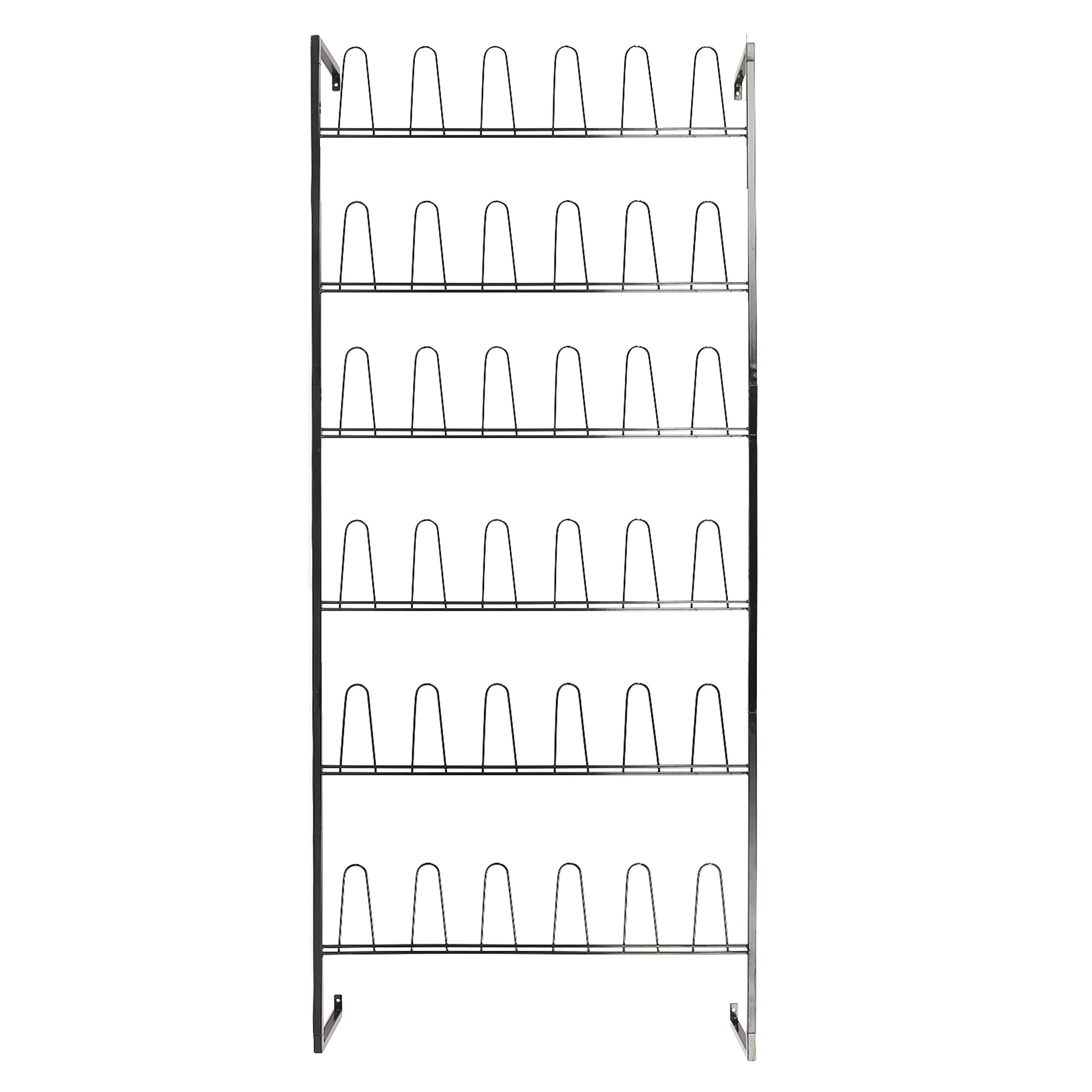 MyGift Black Metal 18 Pair Shoe Storage Organizer - Wall Mounted Entryway Shoe Rack with 36 Hooks | Perfect for Small Spaces, Closet Organization & Mudroom Storage