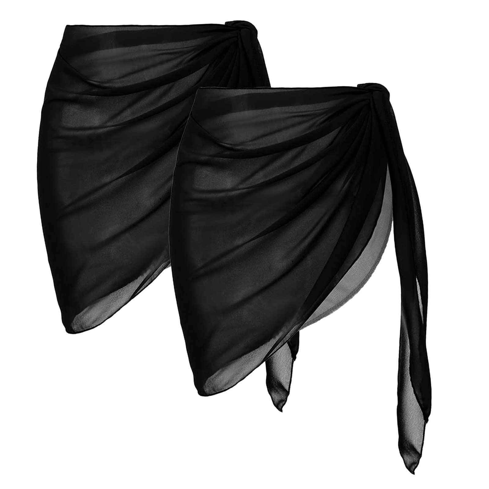 Women's 2-Piece Sheer Wrap Knot Cover Up Skirt - Sexy Beach Bikini Cover Up, Shiny Bathing Suit Wrap for Pool, Vacation & Summer Outfits