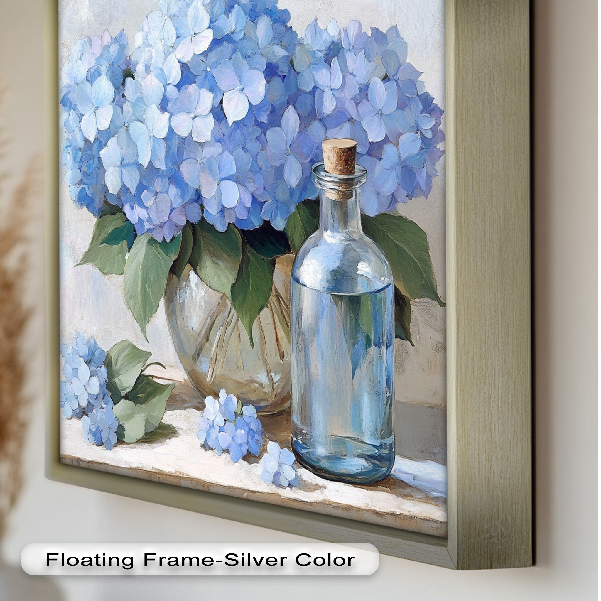 Blue Floral Still Life Oil Painting - Modern Wall Art for Living Room, Bedroom & Office Decor