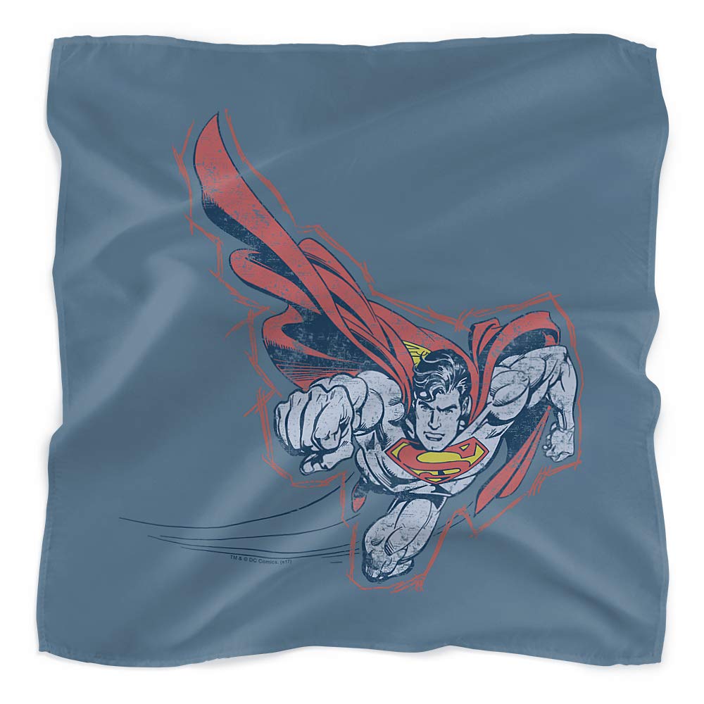 Superman Scribble & Soar Comics Bandana - 21x21 Inch Cotton Neck Gaiter for Cosplay, Sports & Outdoor Activities - DC Comics Superhero Accessory for Fans & Collectors