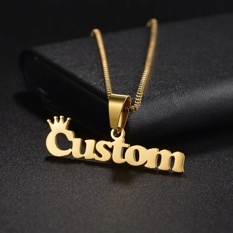 Personalized Crown Pendant Necklace for Women - Custom Name Initial Jewelry Gift for Birthday, Anniversary & Special Occasions | Perfect for Prom, Wedding & Everyday Elegance