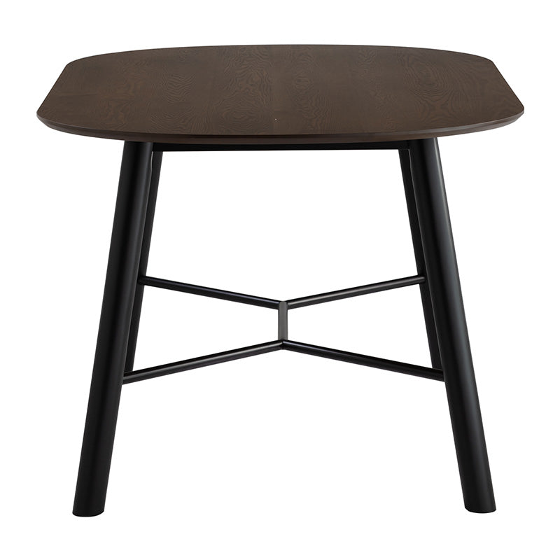 HAROLD 160cm Walnut & Black Dining Table - Modern Wooden Kitchen Table for Small Spaces, Dining Room, and Family Gatherings