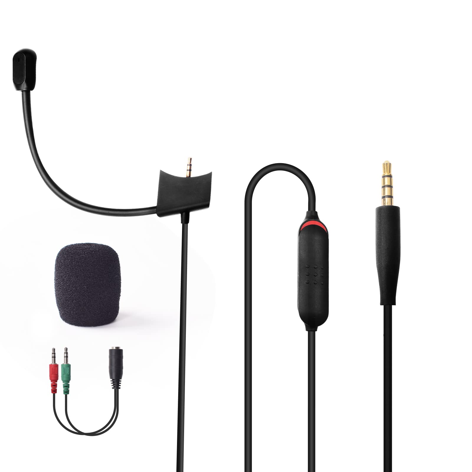Bose QC35 II Replacement Cable with Boom Microphone & Mute Switch - Compatible with Bose QuietComfort 35 II & QC35 Headphones for Gaming, PC, Laptop, PS4, PS5, Xbox One Controller - Perfect for Online Meetings & Multiplayer Gaming