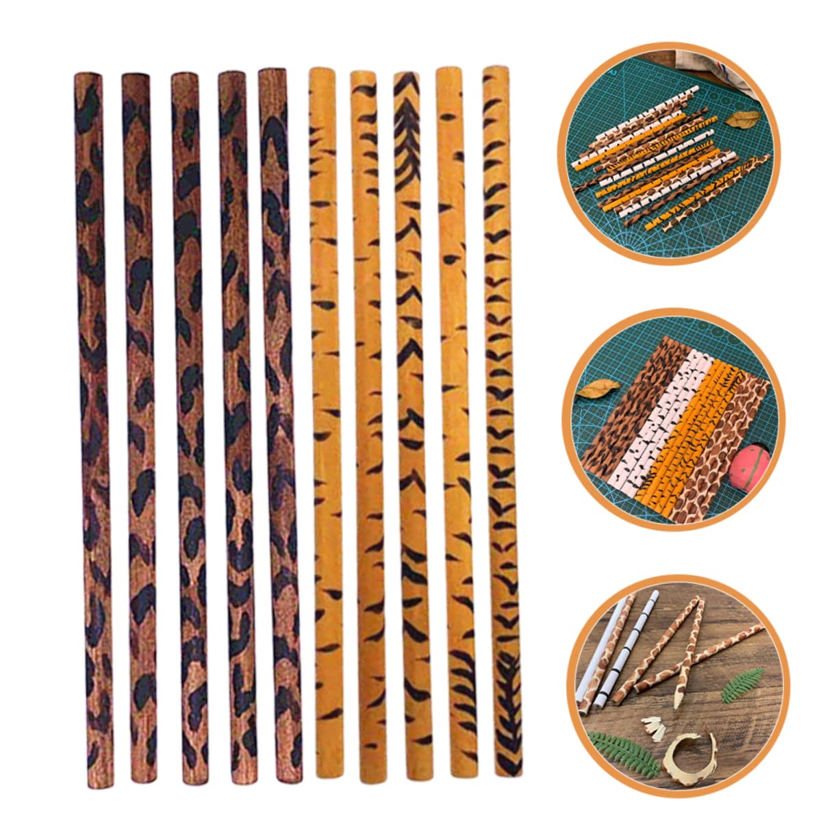 NUOBESTY 10pcs Animal Print Pencils - Wooden Log Design School Supplies for Kids, Party Favors, Classroom Rewards & Summer Camp Activities