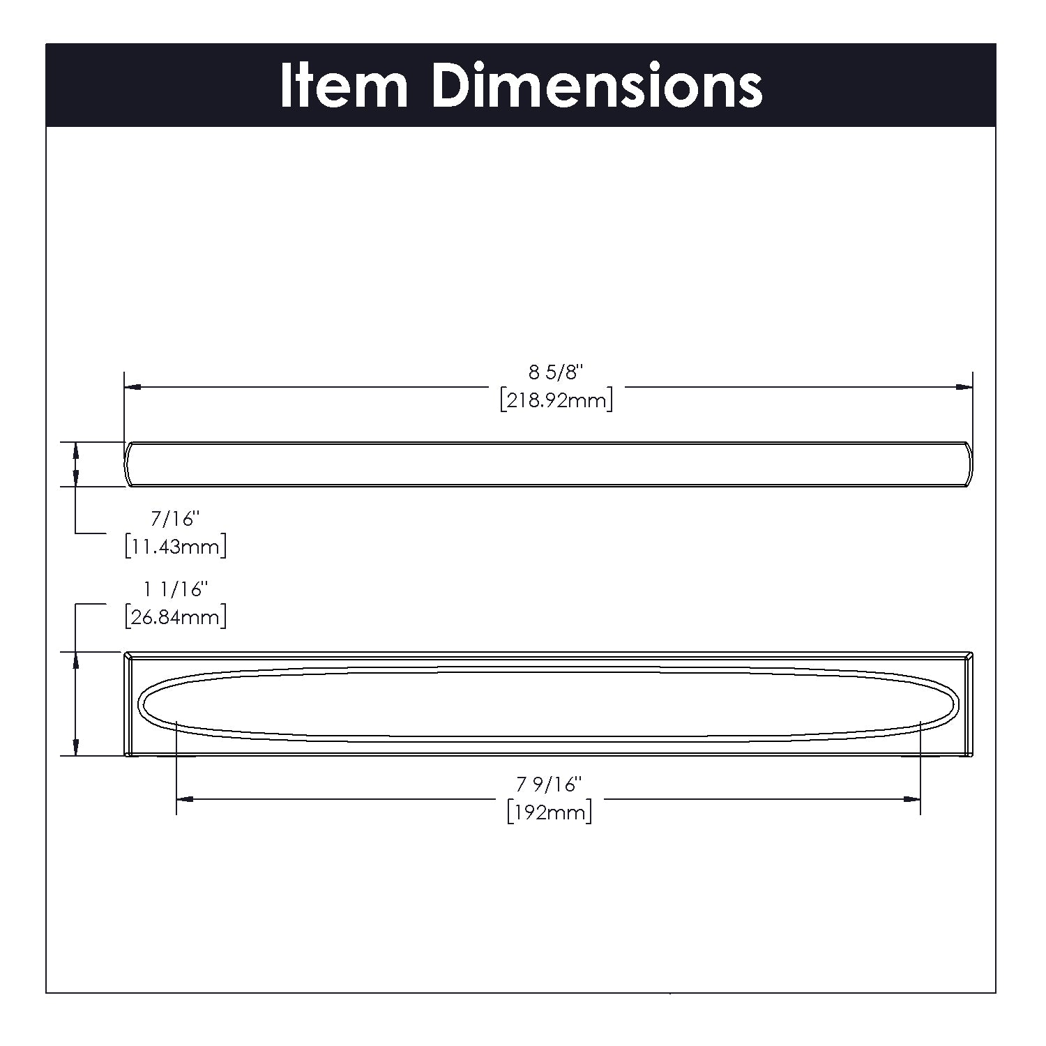 7 9/16 Inch (192mm) Center to Center Satin Nickel Finish Cabinet Pull - Premium Kitchen & Bathroom Hardware for Drawers and Cabinets