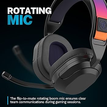 JLab Nightfall Wireless Gaming Headset with Microphone - Noise Cancelling Over-Ear Headphones for PC, PS5, Xbox - Perfect for Late Night Gaming & Streaming