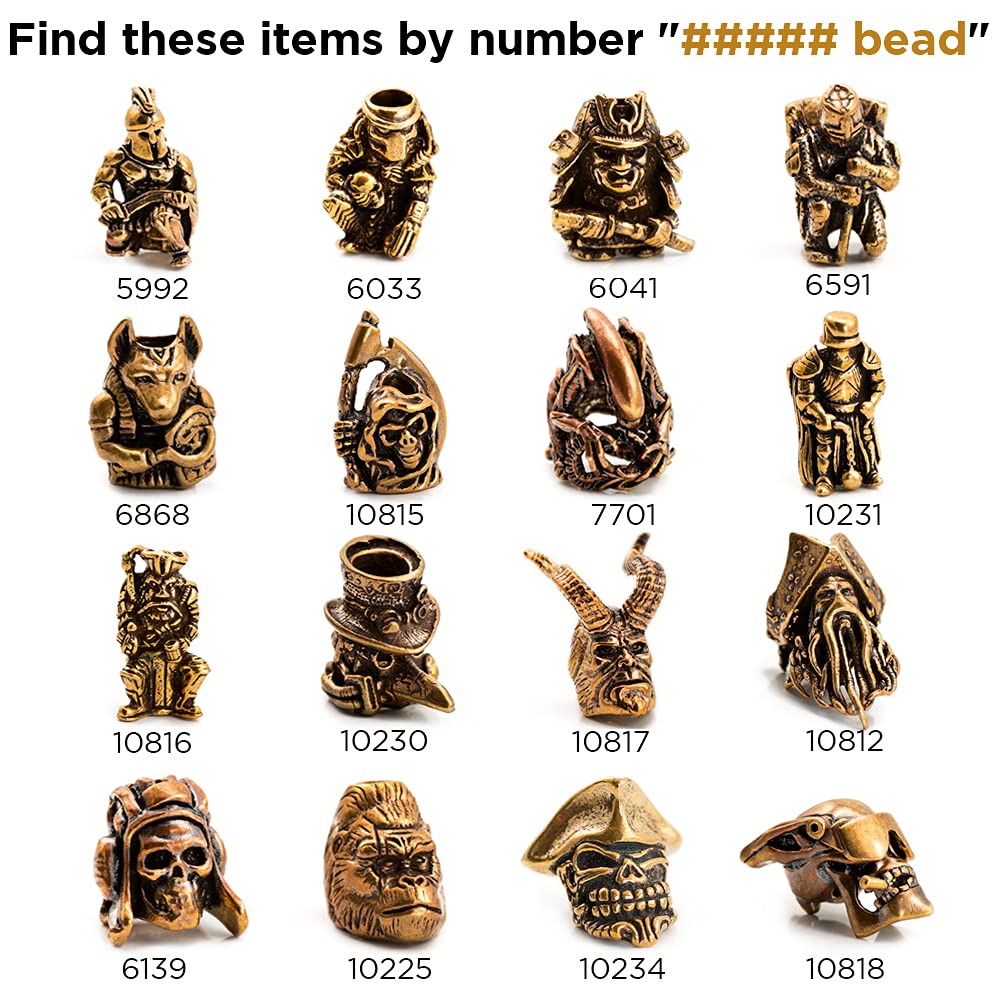TECEUM Paracord Beads - Runa Mannaz Handmade Golden Charm for Jewelry Making, Crafting & Outdoor Survival - Antique Brass Metal Charms 11403 for Necklaces, Bracelets & Keychains