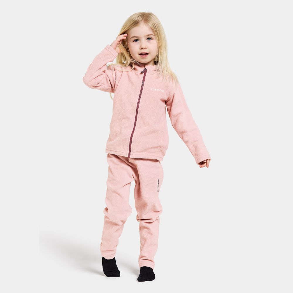 Didriksons Monte 10 Kids Fleece Jacket for Skiing & Winter Activities - Warm Dusty Pink Outerwear for Girls & Boys - Perfect for Snow Play, School & Outdoor Adventures
