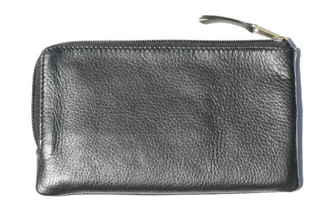Black Corner Zip Wallet - Slim RFID Blocking Leather Wallet for Men & Women - Perfect for Travel, Business & Everyday Use