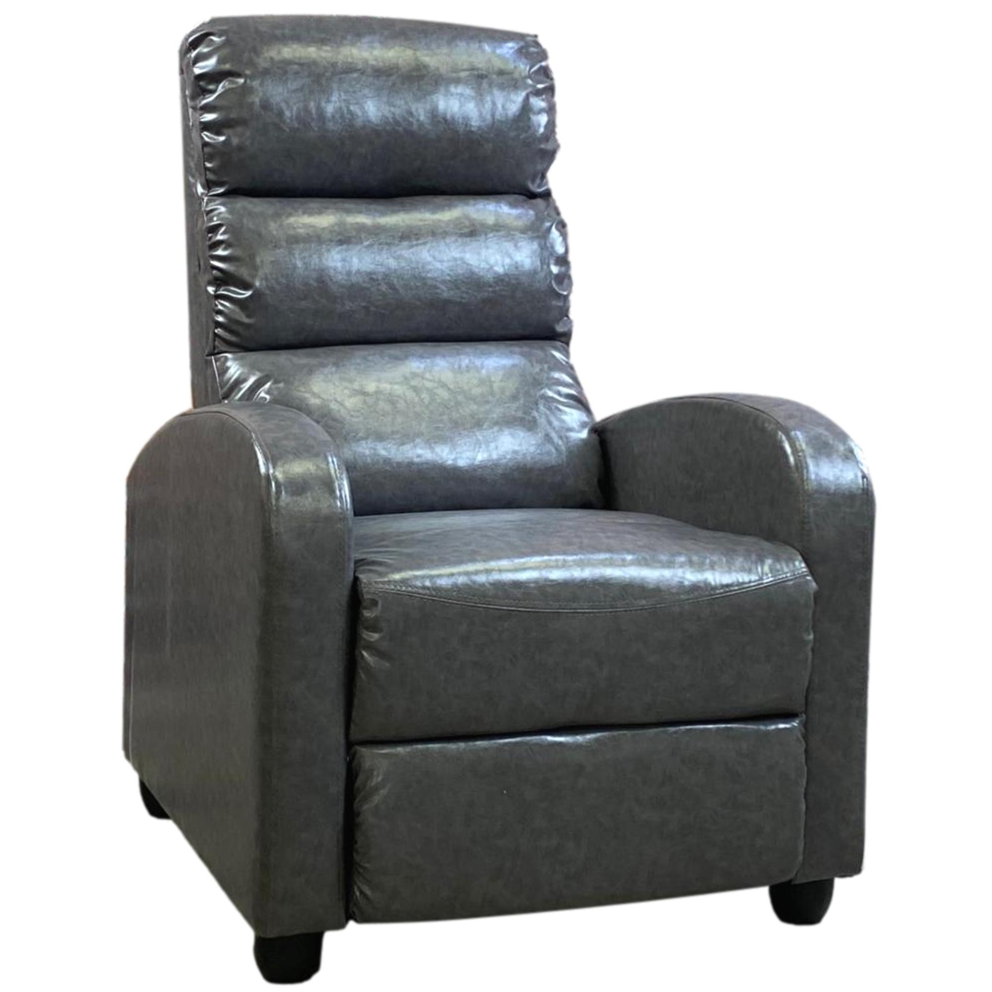 Premium 810 Theatre Gaming Recliner Chair - Ergonomic Grey Leather for Home Theater & Game Room Comfort