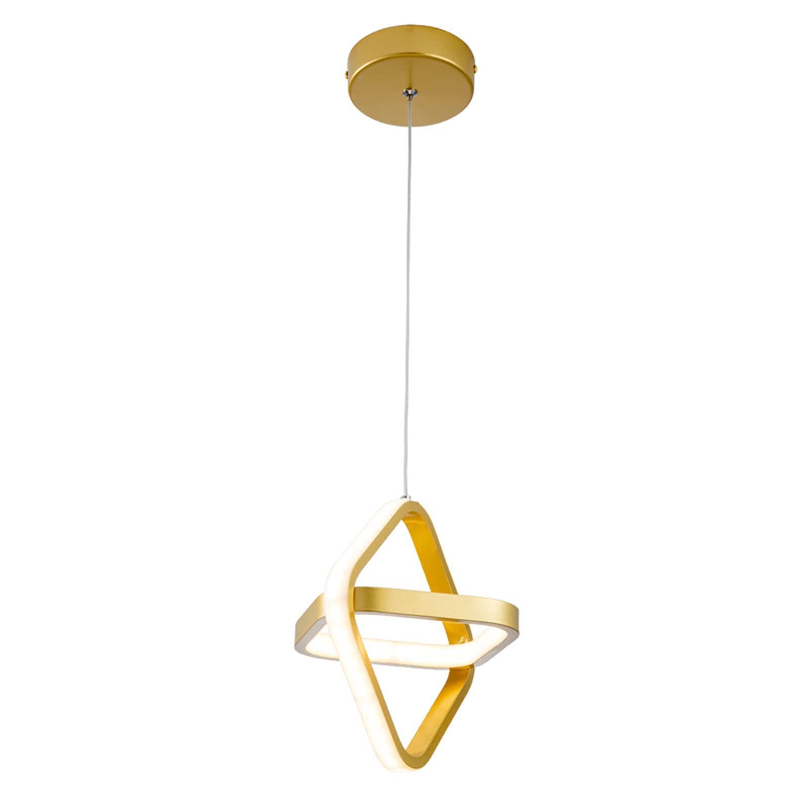 Nordic Golden LED Chandelier - Modern Single Head Pendant Light with Tri-Color Lighting for Bedroom, Dining Hall, Corridor & Coffee Shop | Dimmable Crystal Ceiling Lamp for Home & Commercial Decor