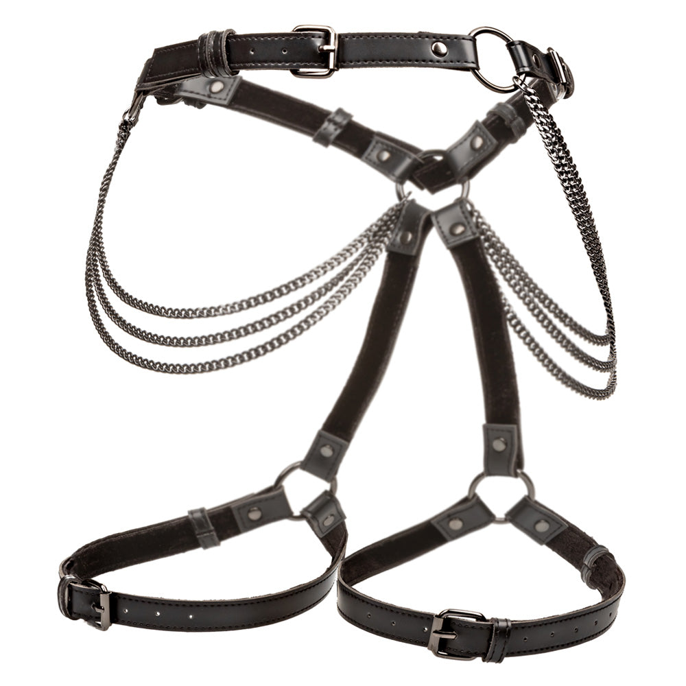 Euphoria Multi-Chain Vegan Leather Thigh Harness - Stylish Gothic Accessory for Women, Perfect for Parties, Halloween & Fashion Outfits