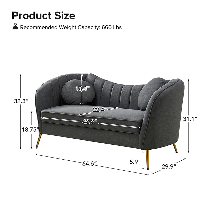 Emilio Contemporary Tufted Back Loveseat - Elegant & Comfortable Small Sofa for Living Room, Bedroom or Office - Perfect for Relaxing & Entertaining Guests