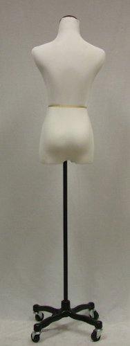 White Female Dress Form Mannequin Size 6-8 (Medium) 34-25-33 Inches with Adjustable Black Rolling Base - Perfect for Fashion Designers, Boutique Displays & Sewing Fitting (Model AT46)