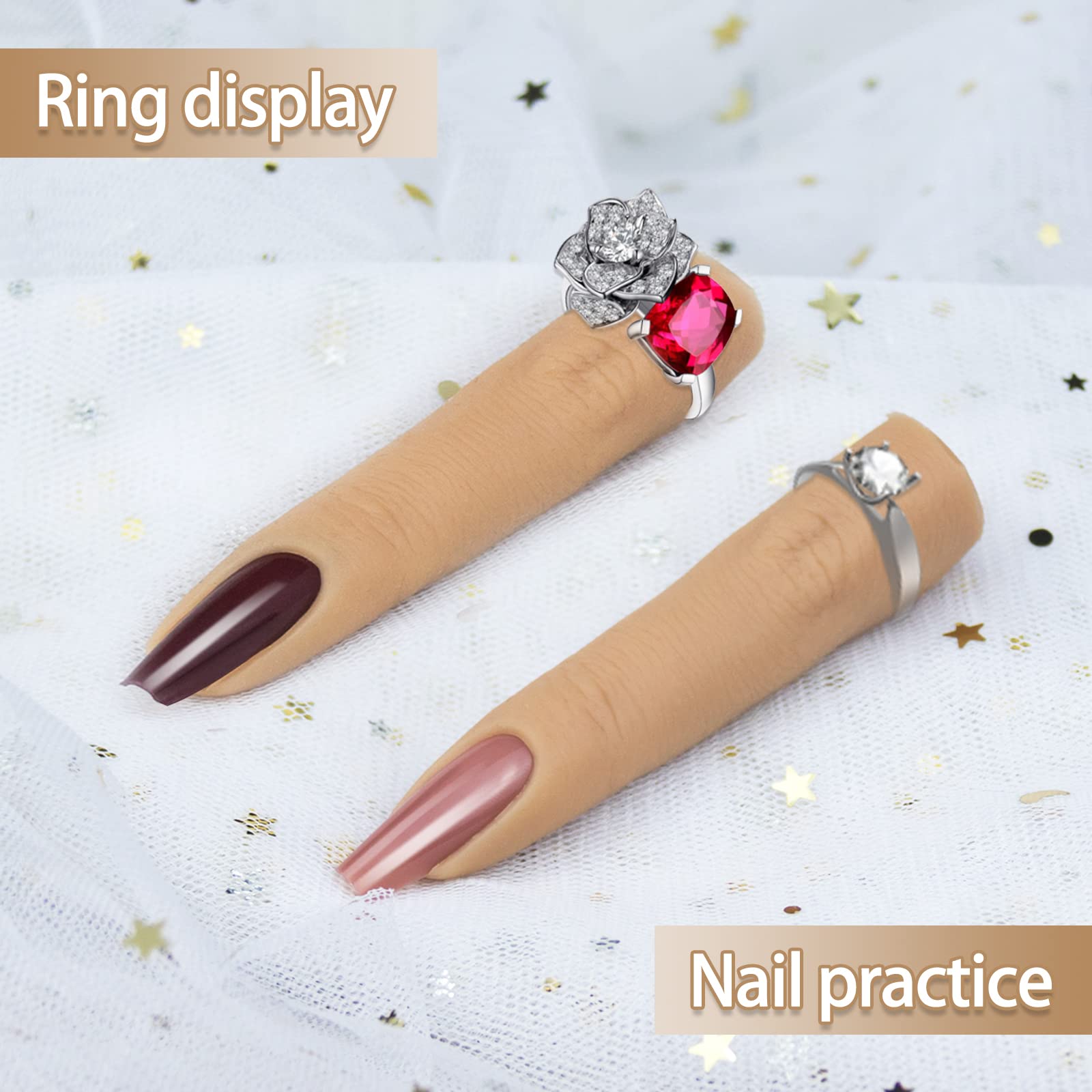 Flexible Silicone Practice Fingers for Acrylic Nails - Bendable Nail Training Tools with Soft Fake Fingers for DIY Manicure & Nail Art Practice - Perfect for Beginners, Salon Training, and Home Nail Care