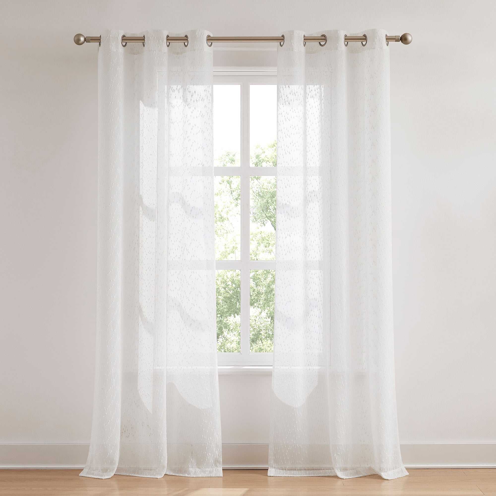 Aileen Textured Raindrop Sheer Window Curtain Panels - Light Filtering Semi-Transparent Drapes for Living Room, Bedroom & Nursery Decor