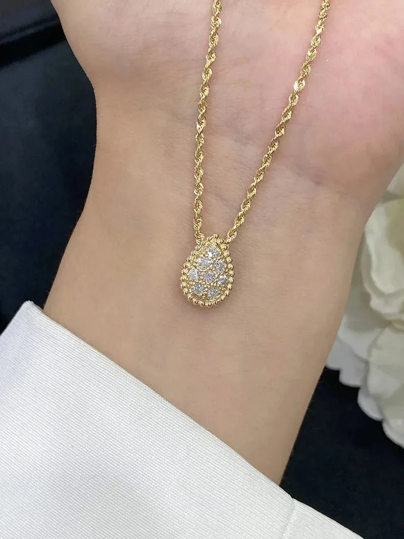 18K Solid Yellow Gold Necklace with Real Diamond Pendant - Luxury Fashion Jewelry for Women & Girls - Perfect for Parties, Weddings & Special Occasions
