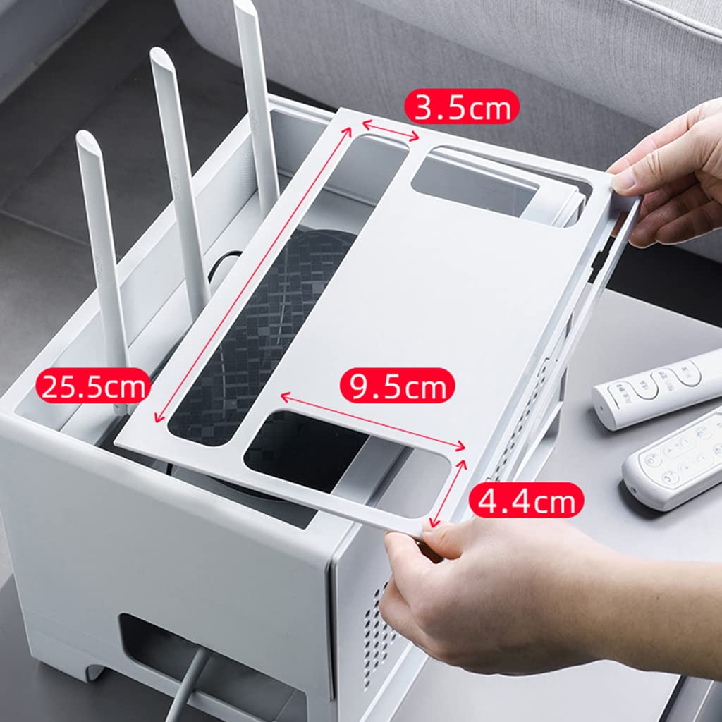 Wireless Router Storage Box & TV Set-top Box Organizer - Desktop Cable Management Rack for Living Room, Home Office, and Entertainment Center
