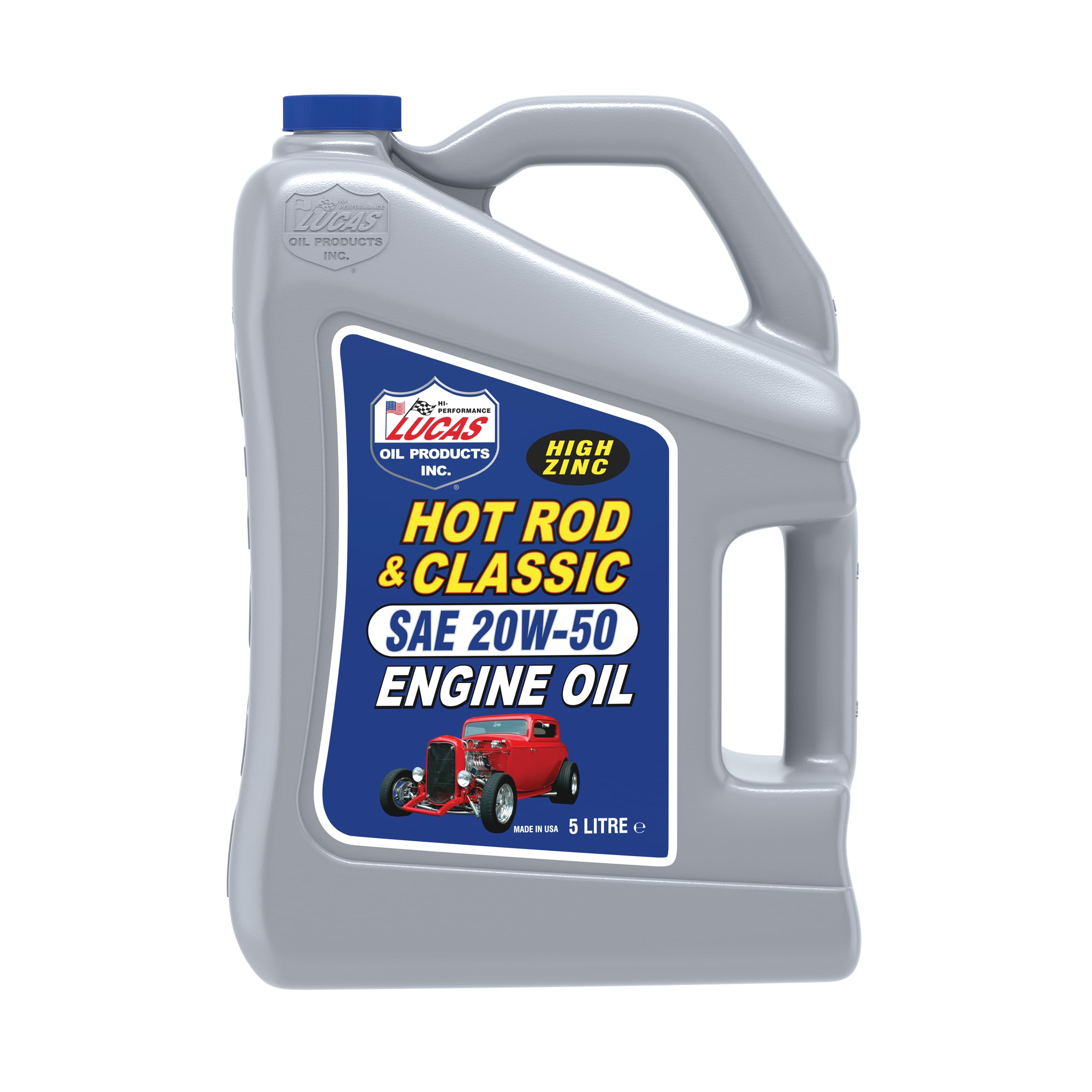 Lucas Oil 10684-3PK 20W-50 High Performance Motor Oil - 5 Quart Jug (3 Pack) for Classic Cars, Hot Rods & High Mileage Engines - Ideal for Summer Driving & Heavy-Duty Use