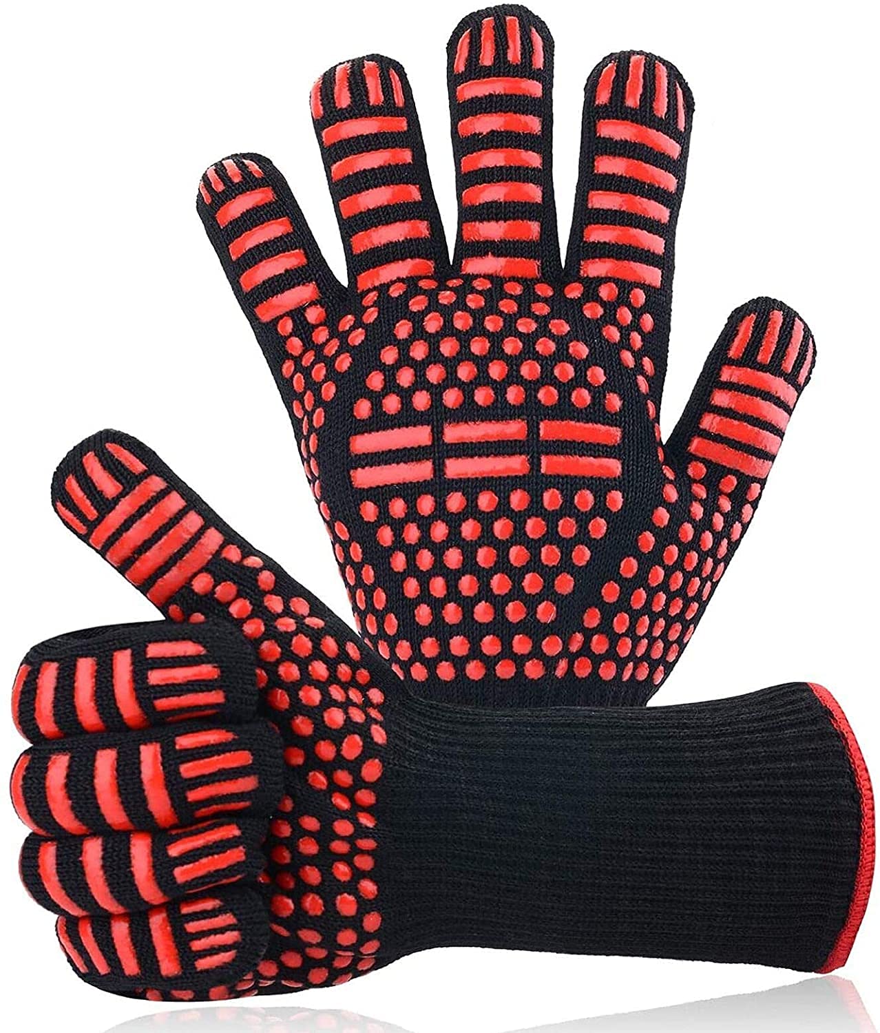Heat Resistant BBQ Gloves - 1472°F Extreme Heat Protection, Food Grade Oven Mitts for Grilling, Smoking & Barbecue - Fireproof Neoprene Coating for Safe Cooking, Handling Hot Pans & Outdoor Camping