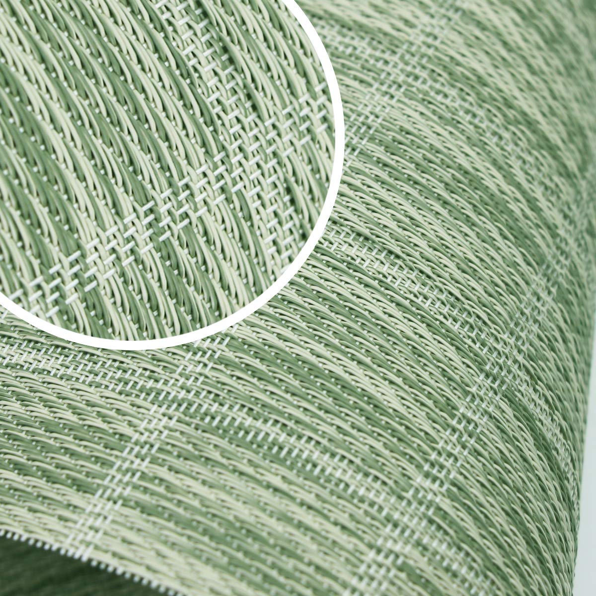 Set of 4 Woven Vinyl Heat-Resistant Placemats - Washable Table Mats for Kitchen & Dining Room (Grass Green) | Perfect for Everyday Meals, Dinner Parties & Holiday Gatherings