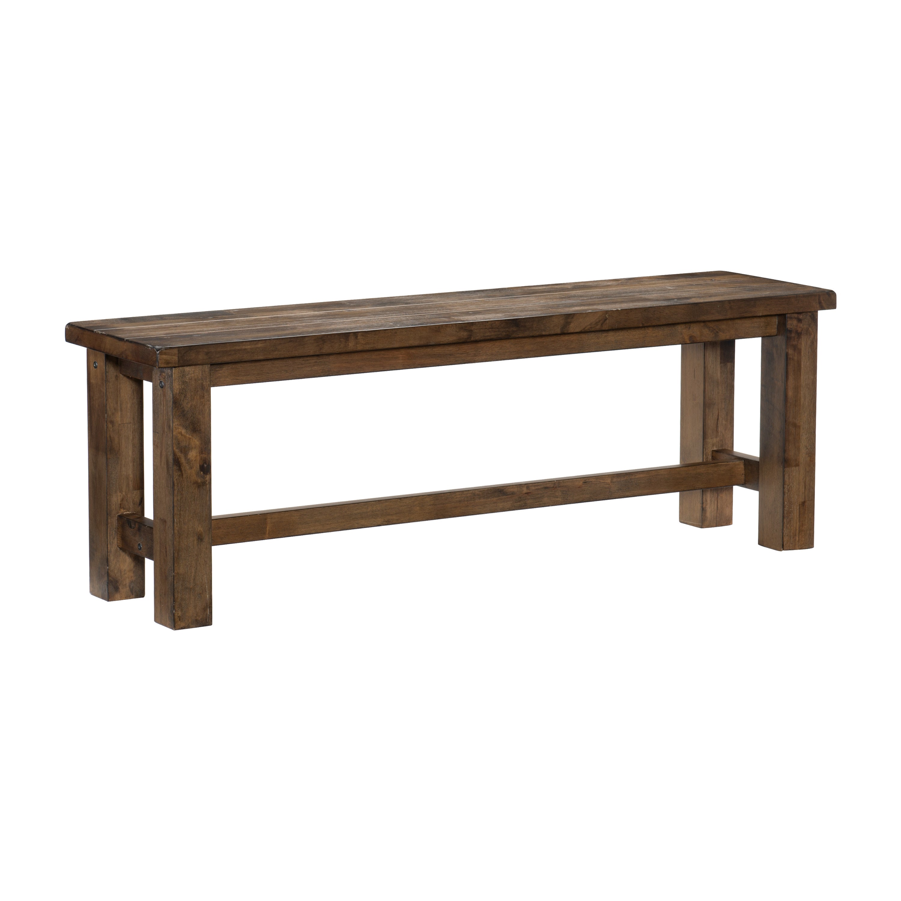 Classic Transitional Design Bench - Solid Rubber Wood Dining Furniture with Burnished Brown Finish | Perfect for Dining Rooms, Kitchens, Entryways & Home Decor