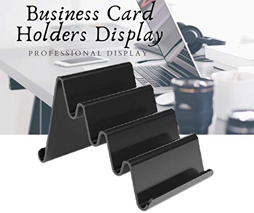 1InTheOffice Business Card Holder - 4 Compartment Plastic Desk Organizer for Credit Cards, ID Badges & Business Cards | Sleek Black Design for Office, Reception & Home Workspace Organization