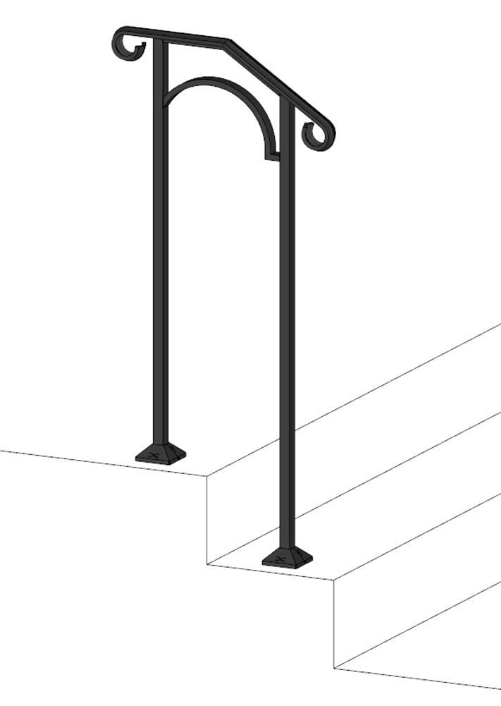 Iron X Handrail Arch #1 for Concrete Steps - Heavy Duty Steel Handrail Support - Perfect for Outdoor Stairs, Steps, and Entryways - Ideal for Home Safety and ADA Compliance