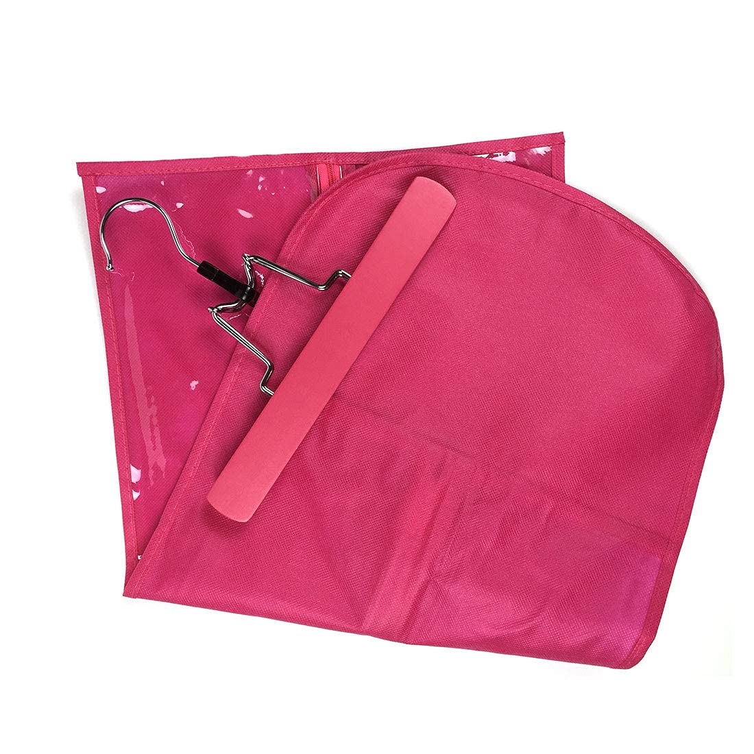 10pcs Wig Storage Bags with Wooden Hangers - Dustproof Hair Extensions Organizer for Beauty Salon, Travel & Daily Use (Rose Red) - Perfect for Wig Protection, Salon Storage & On-the-Go Stylists