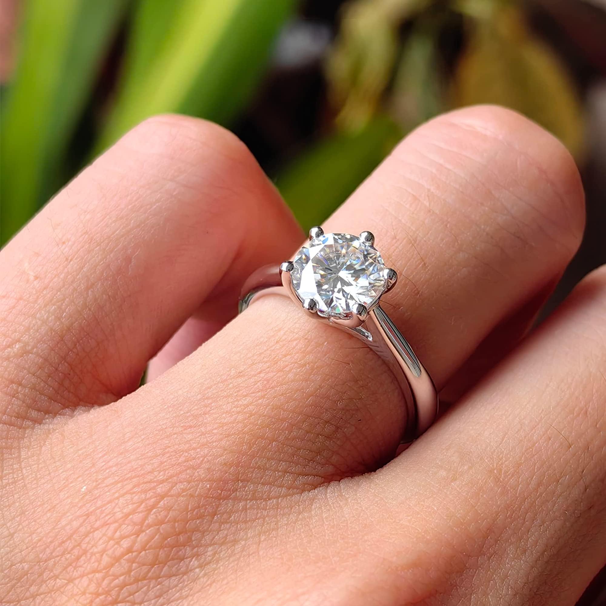 1-3 Carat G-H-I Color Heart Arrows Cut Lab Created Moissanite Engagement Ring for Women - DovEggs Brilliant Round Solitaire Wedding Ring in Sterling Silver | Perfect for Proposals, Anniversaries & Bridal Jewelry